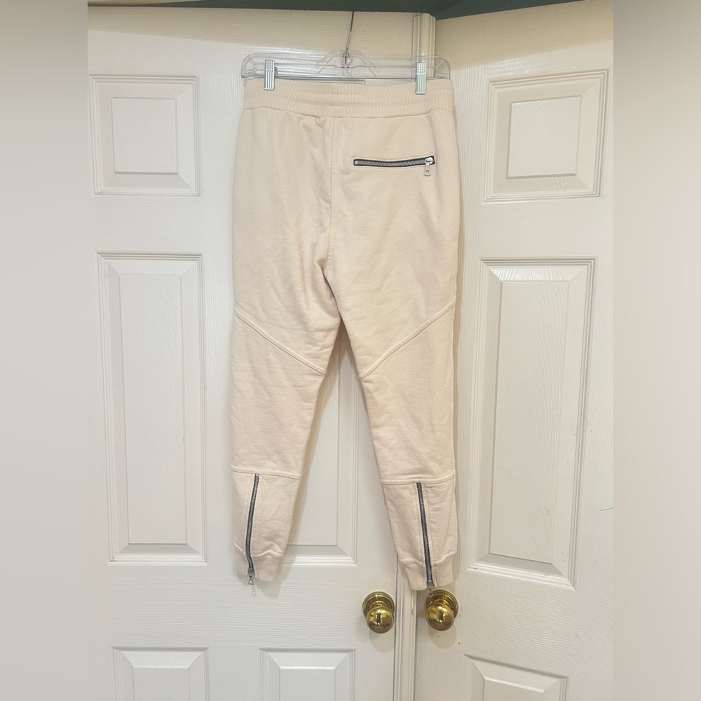Women’s JOHN ELLIOTT  Escobar Beige Cotton Sweatpants Zipper Cuffs Lounge‎ Small